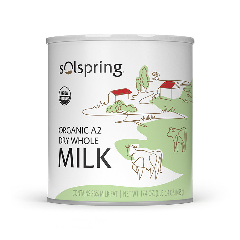 Solspring Organic A2 Dry Whole Milk packaging