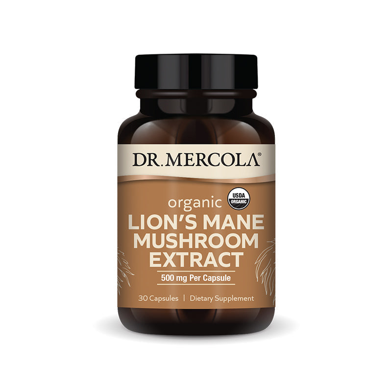 Organic Lion's Mane Mushroom Extract bottle and capsules