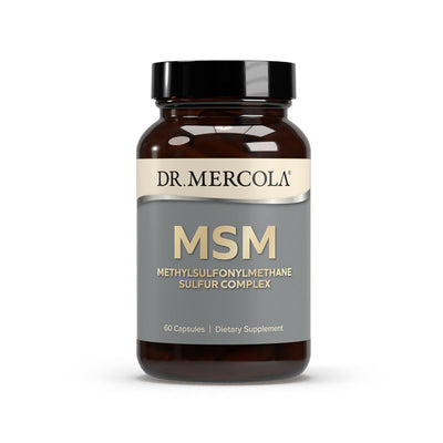 Dr. Mercola's MSM Sulfur Complex bottle and capsules