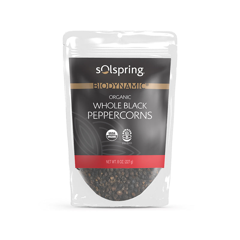 Solspring Biodynamic Organic Whole Black Peppercorns