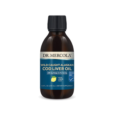 Dr. Mercola Wild Caught Alaskan Cod Liver Oil Supplement with Natural Lemon Flavor