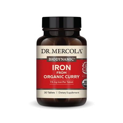 Biodynamic Organic Curry Iron supplement bottle